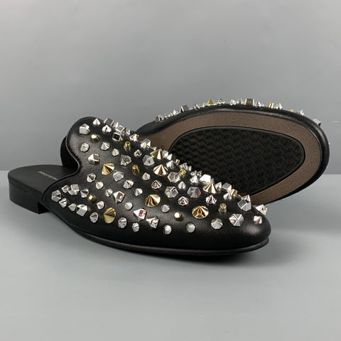 SAKS FIFTH AVENUE Size 12 Black Rumi Studded Mules