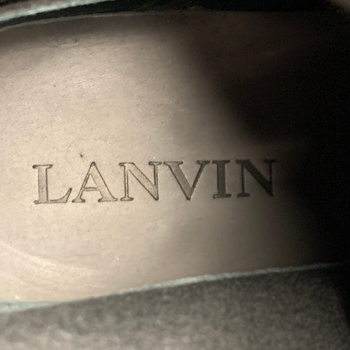 LANVIN Size 7 Charcoal Suede Lace Up Boots