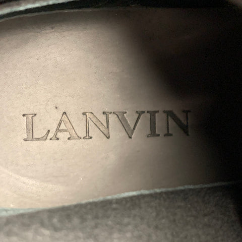 LANVIN Taille 7 Bottes à lacets en daim charbon de bois