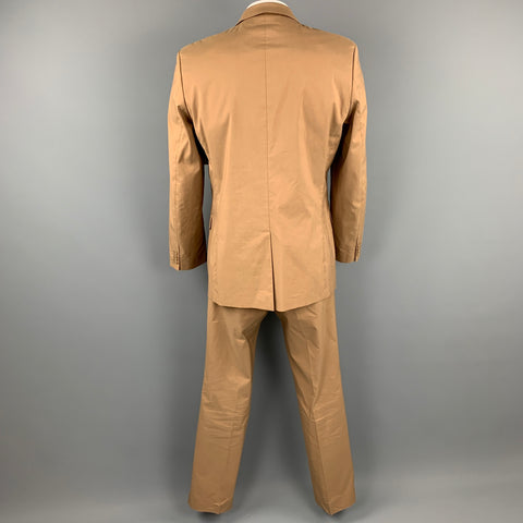 HUGO BOSS Size 44 Regular Tan Cotton Notch Lapel Suit