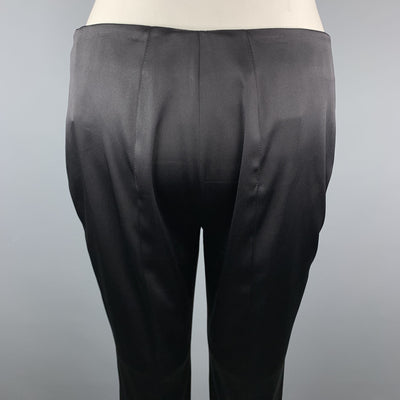 AKRIS Melissa Size 12 Black Silk Blend Satin Side Zipper Dress Pants