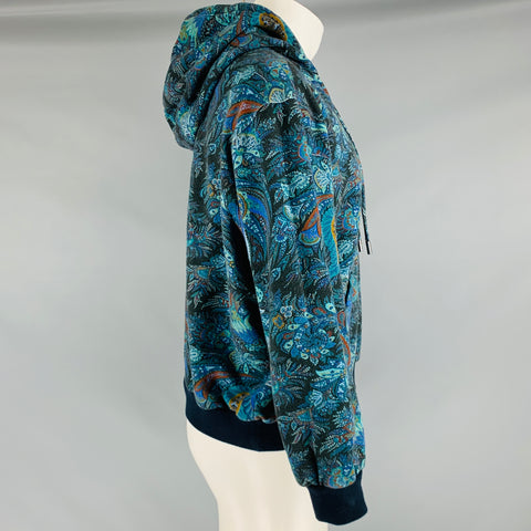 ETRO Taille S Sweat à capuche en coton Paisley noir marine