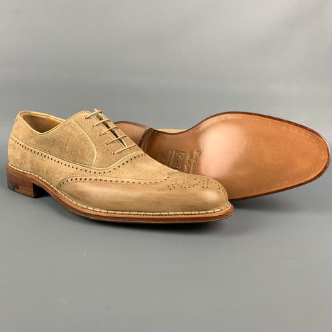 A.TESTONI Size 10.5 Tan Leather Wingtip Lace Up Shoes