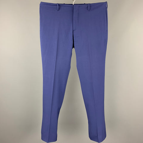 PRADA Size 32 Blue Wool Flat Front Zip Fly Dress Pants