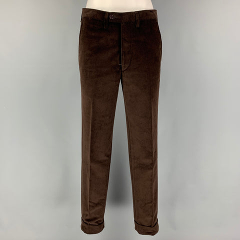 MASSIMO PIOMBO Size 34 Brown Velvet Cotton Double Breasted Suit