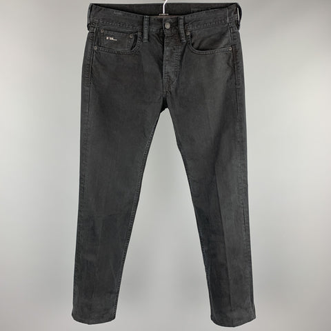 RALPH LAUREN Size 29 Black Cotton Button Fly Casual Pants