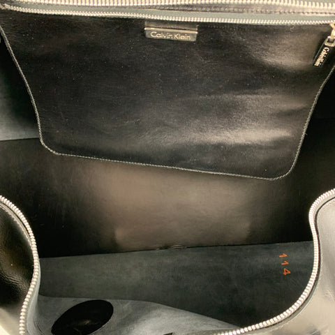 CALVIN KLEIN Black Leather Duffle Bag