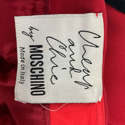 CHEAP and CHIC by MOSCHINO Size 4 Red Black Virgin Wool Question Mark Pencil Skirt
