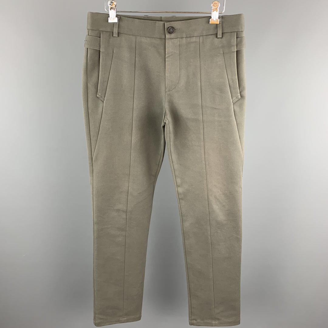 EMPORIO ARMANI Taille 30 Pantalon décontracté en coton uni ardoise avec braguette zippée
