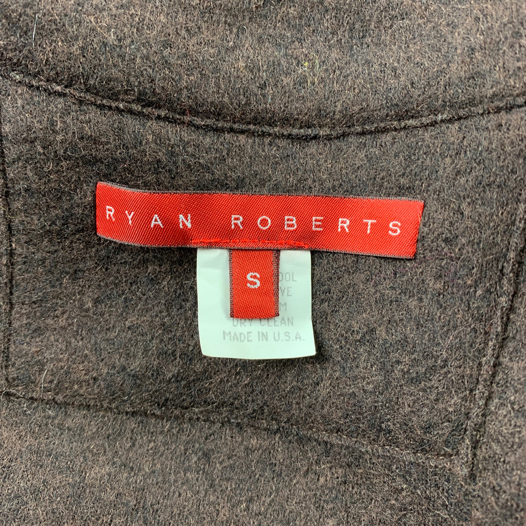 RYAN ROBERTS Size S Brown Wool Notch Lapel Zip Up Jacket