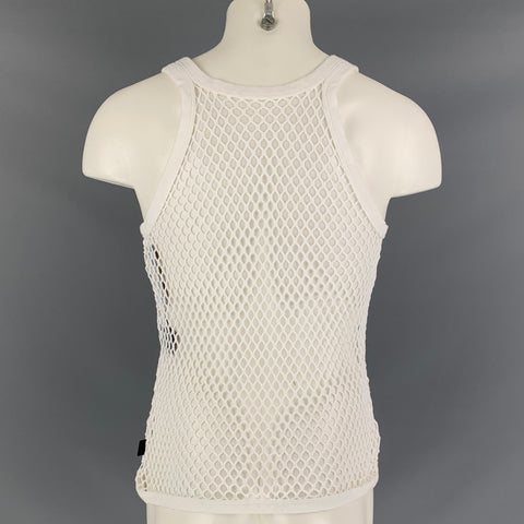 BURBERRY Size M White Mesh Cotton Tank Top