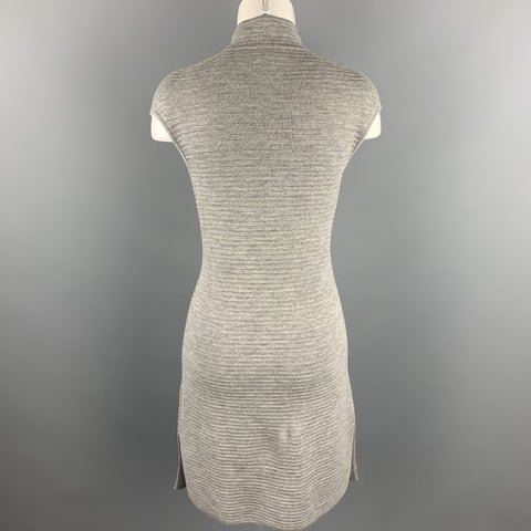 SHANGHAI TANG Size L Grey Knitted Ribbed Wool Dress