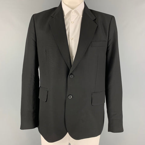 OUR LEGACY Manteau de sport à revers cranté en laine vierge noire taille 44