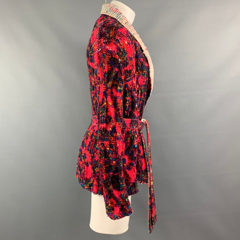 COMME des GARCONS HOMME PLUS AW 01 Size M Multi-Color Hand Painted Wool Belted Cardigan