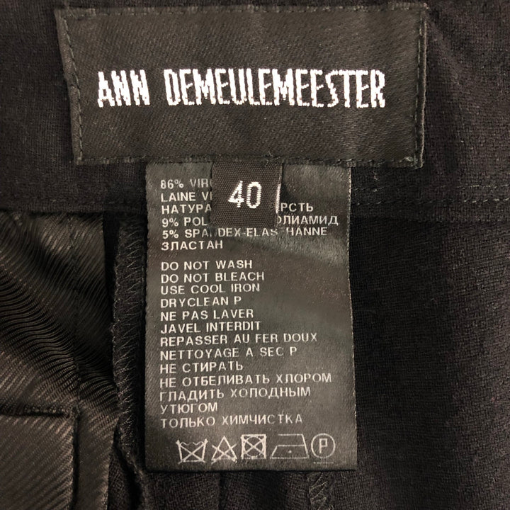 ANN DEMEULEMEESTER Size 4 Black Virgin Wool Blend Solid Dress Pants