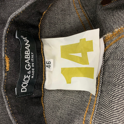 DOLCE &amp; GABBANA Talla 10 Vaqueros desgastados de algodón gris