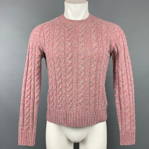 PRADA Size XS Rose Grey Cable Knit Wool / Cashmere Crew-Neck Sweater