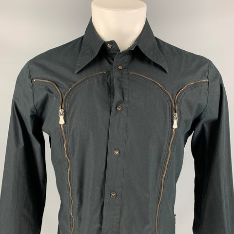VERSACE JEANS COUTURE Size M Black Cotton Button Up Long Sleeve Shirt
