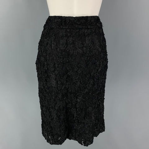 BURBERRY PRORSUM Talla 6 Falda lápiz de guipur de poliamida y rayón negro