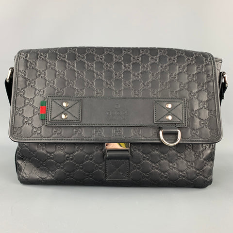 GUCCI GG Guccissima Sac messager en cuir monogramme noir