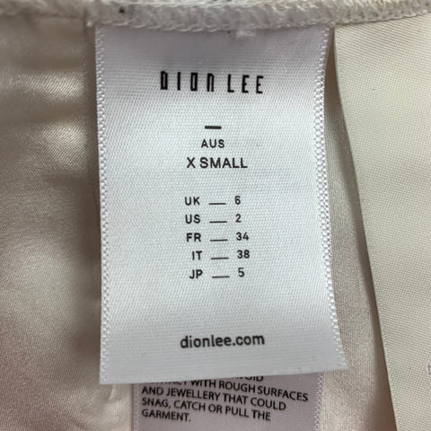 DION LEE Size 2 White Black Silk Blend Lace Embellished Bandeau Bra