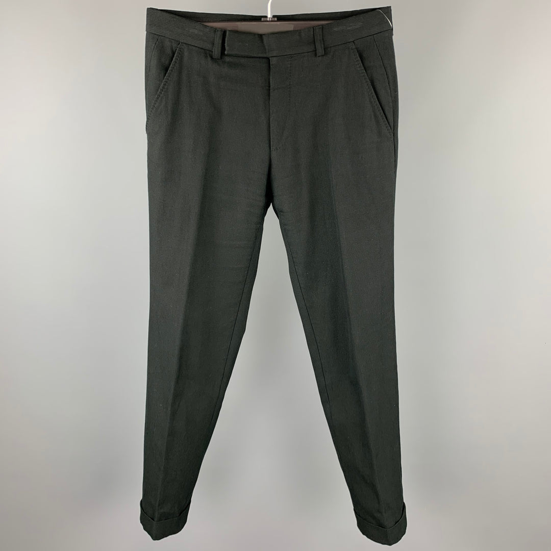 TOM FORD Size 32 Black Textured Cotton Zip Fly Casual Pants