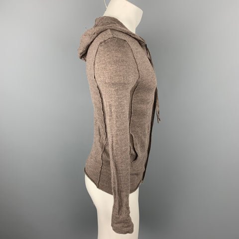 NICE COLLECTIVE Size M Brown Knitted Merino Wool Zip Up Jacket