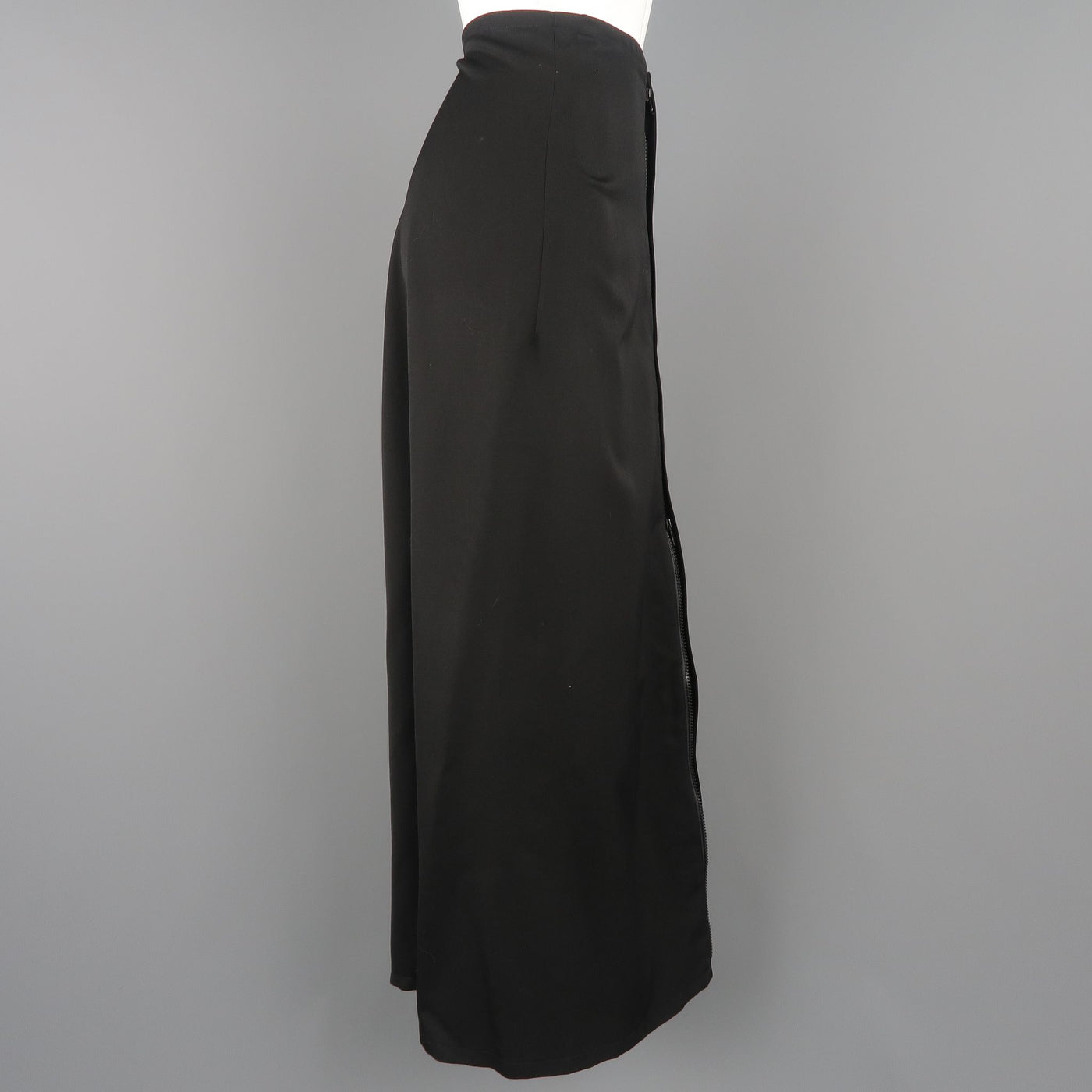 YOHJI YAMAMOTO Size XS / JP 1 Black Wool Double Zip Long A line Skirt