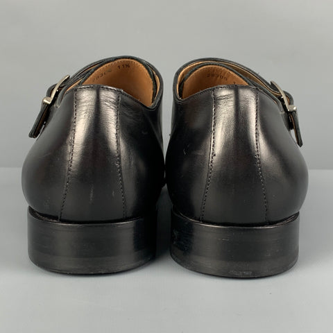 BARNEY'S NEW YORK Size 11.5 Black Leather Double Monk Strap Loafers