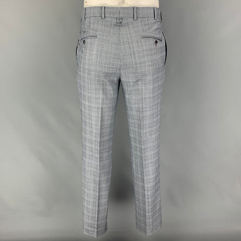 BLACK FLEECE Size 40 Grey Plaid Wool Notch Lapel Suit