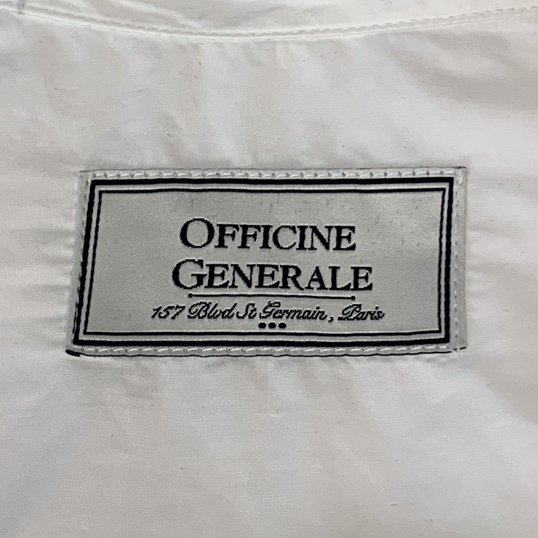 OFFICINE GENERALE Taille S Chemise Manches Longues Col Nehru En Coton Blanc
