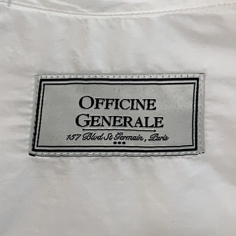 OFFICINE GENERALE Size S White Cotton Nehru Collar Long Sleeve Shirt