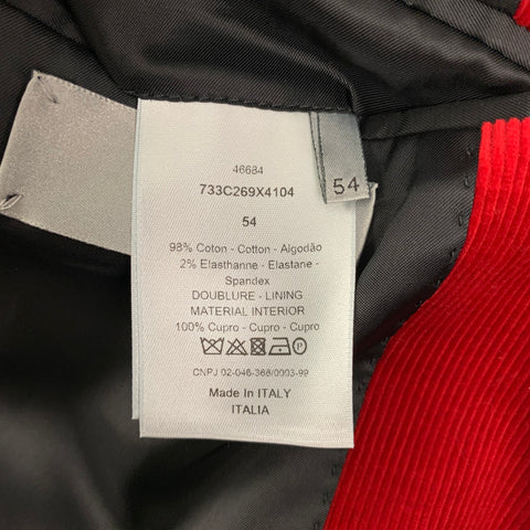 DIOR HOMME Talla 44 Abrigo deportivo con solapa de muesca de algodón de pana rojo