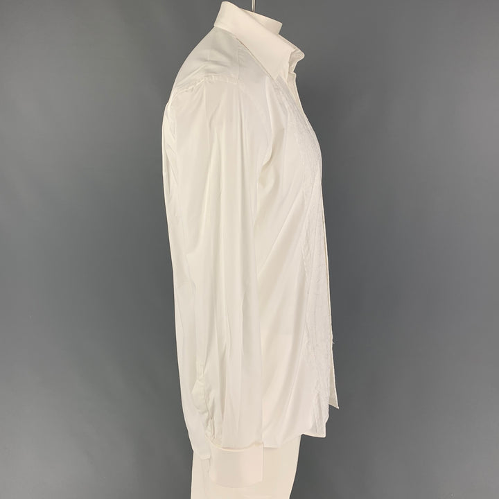 JACK LIPSON Size M White Embroidery Cotton French Cuff Long Sleeve Shirt