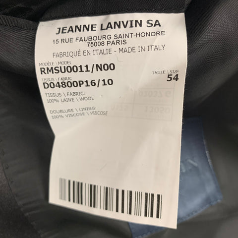 LANVIN Taille 44 Manteau de sport à revers en laine noire