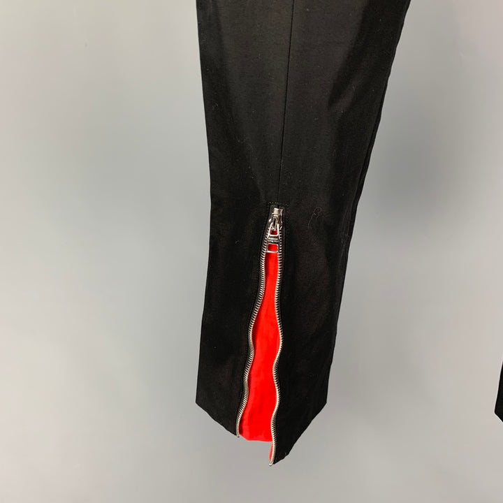 ALEXANDER MCQUEEN Taille 30 Pantalon habillé en coton rouge noir Zip Fly