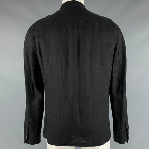 JOHN VARVATOS Size 40 Black Lines Zip Up Buttons Jacket