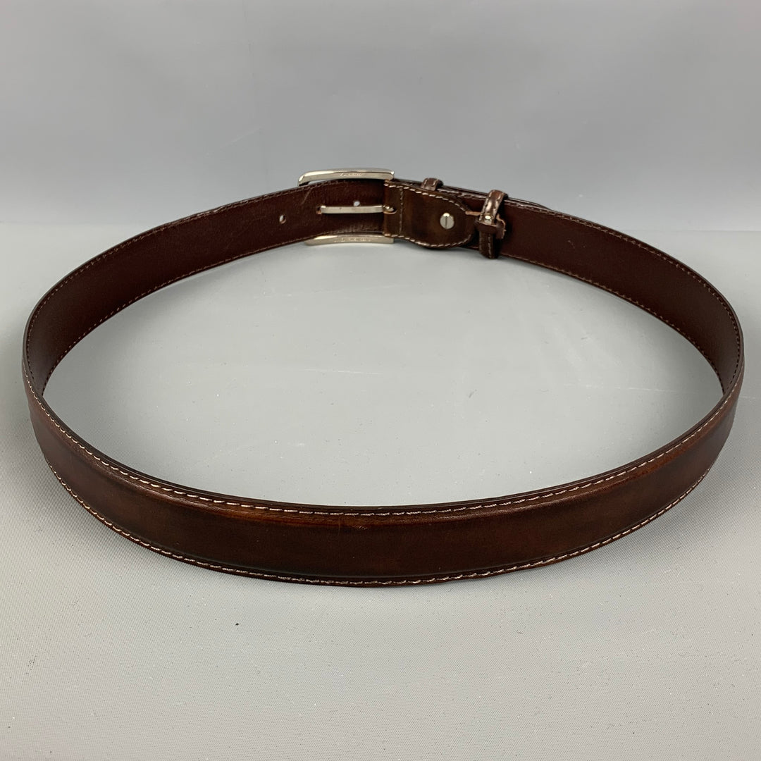 VINTAGE Size 34 Brown Dark brown Leather Belt