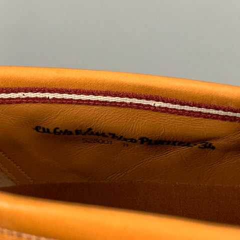 BALLY Size 7.5 Honey Leather Slip On Loafers