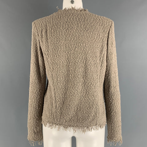IRO Size 2 Grey Taupe Cotton Polyamide Textured Open Front Cardigan