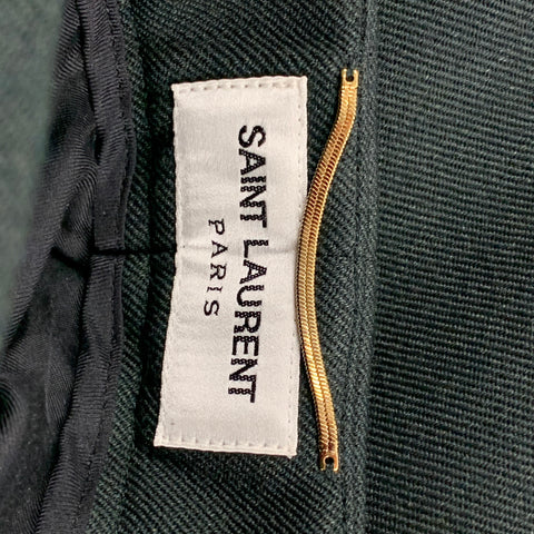 SAINT LAURENT Size 2 Dark Green Virgin Wool Culotte Dress Pants
