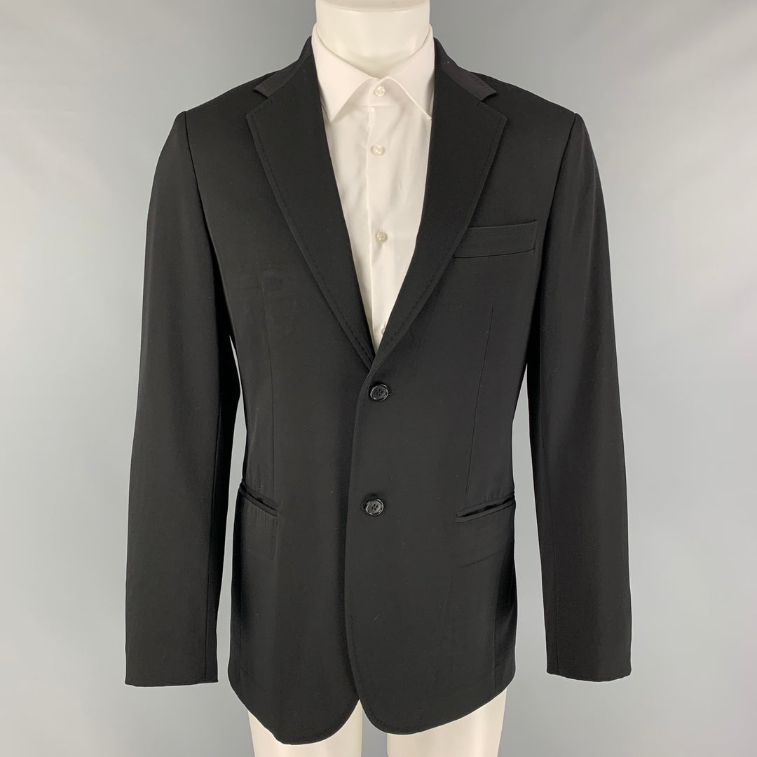 FENDI Size 40 Regular Black Wool Notch Lapel Sport Coat