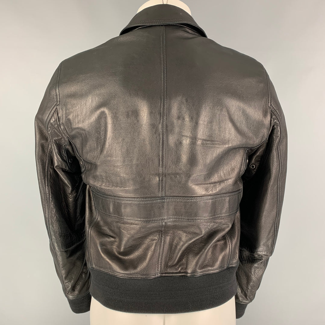 BURBERRY BRIT Size M Black Leather Zip Up Jacket