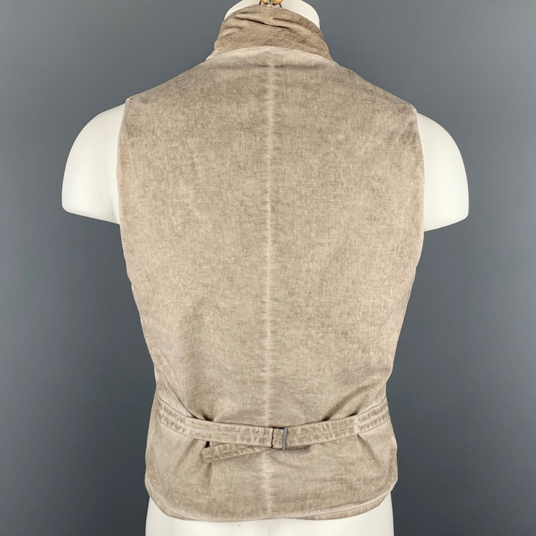 JOHN VARVATOS Size S Bone Distressed Cotton Notch Lapel  Vest