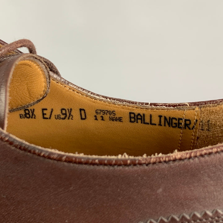 BALLY Size 9.5 Brown Leather Cap Toe Lace Up Shoes