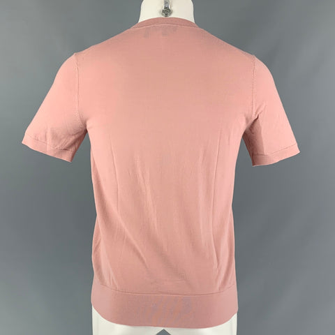 THEORY Size M Pink Solid Wool Short Sleeve T-shirt