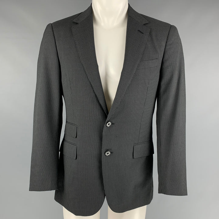 RALPH LAUREN Size 38 Black Grey Pinstripe Wool Single Breasted Sport Coat