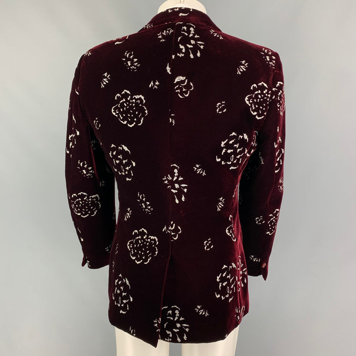 ALEXANDER MCQUEEN FW 16 Size 42 Burgundy Silver Print Viscose Sport Coat