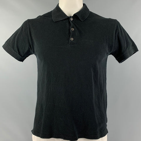 TODD SNYDER Size L Black Cotton Buttoned Polo