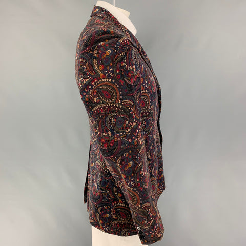 AGNÈS B. Abrigo sport con solapa de muesca en terciopelo de algodón paisley multicolor talla 44